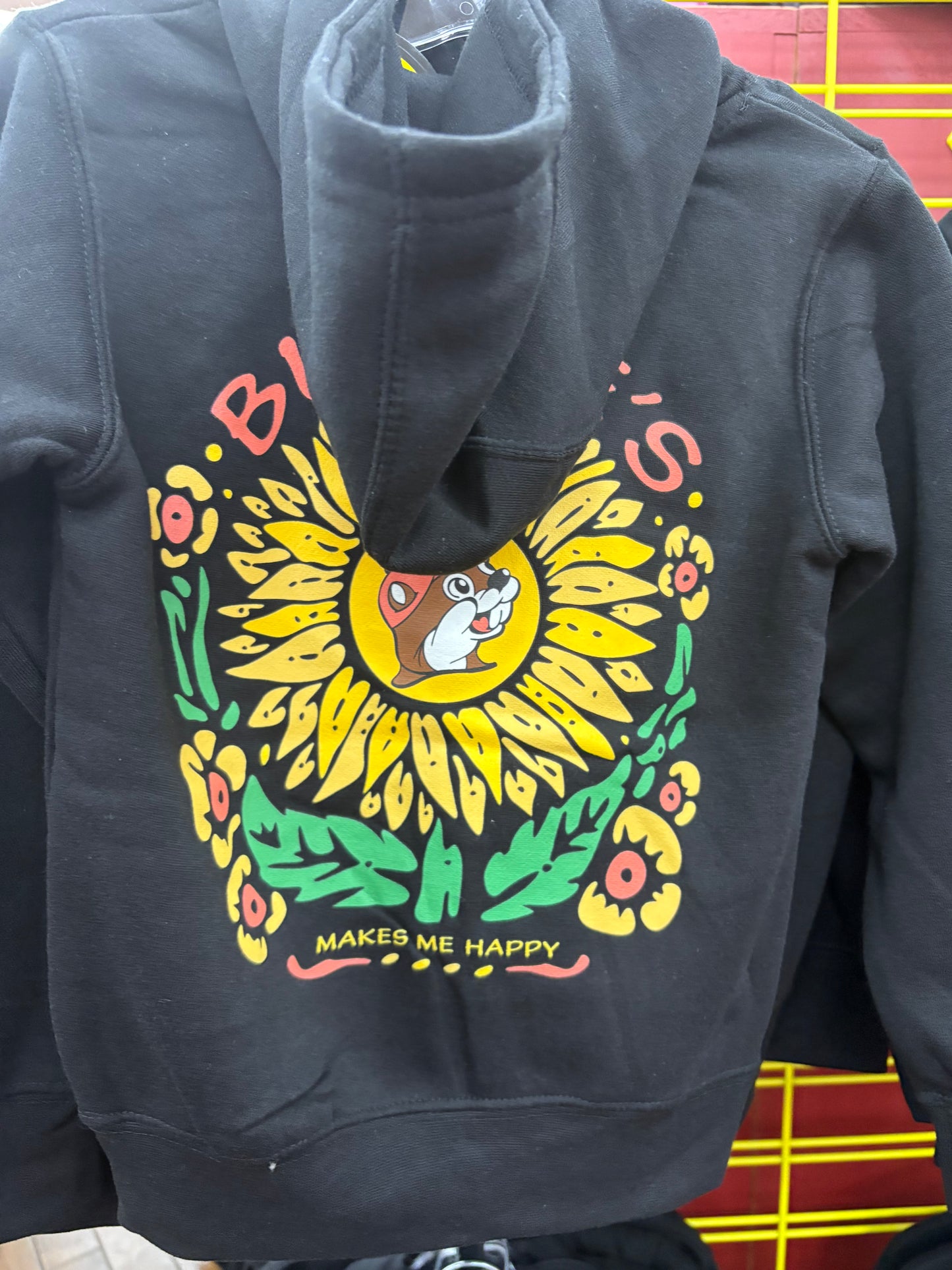 Buc-ee’s Adult Black “Buc-ee’s Makes Me Happy “ Hoodie