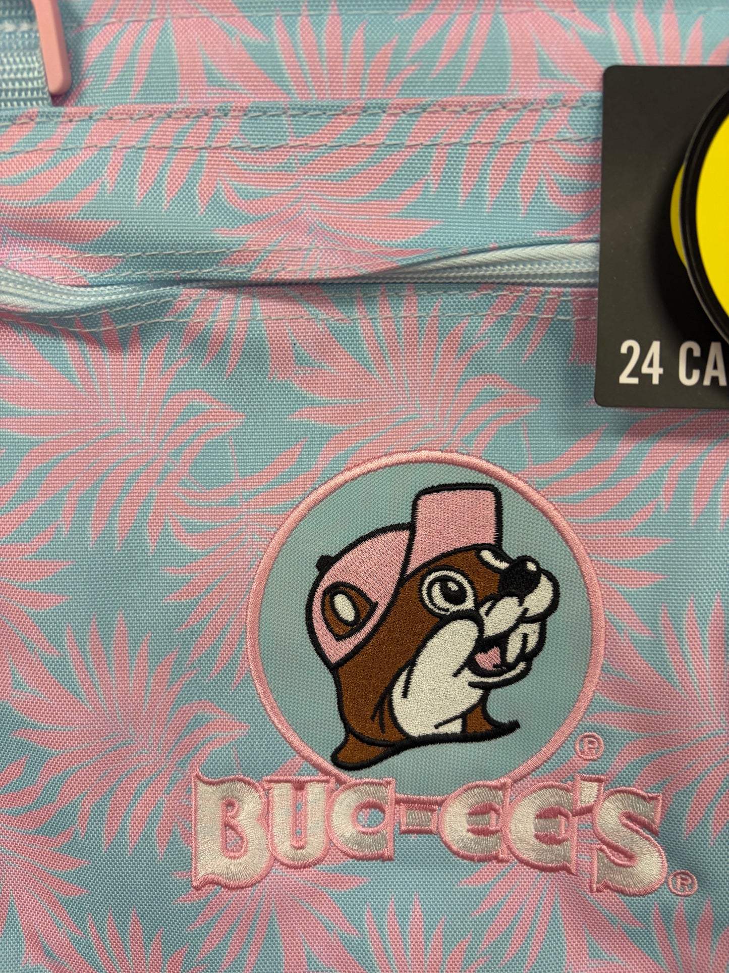 Bucees Pink and Blue Palm Trees 24pk Cooler Tote Bag with Carry Strap and Handle