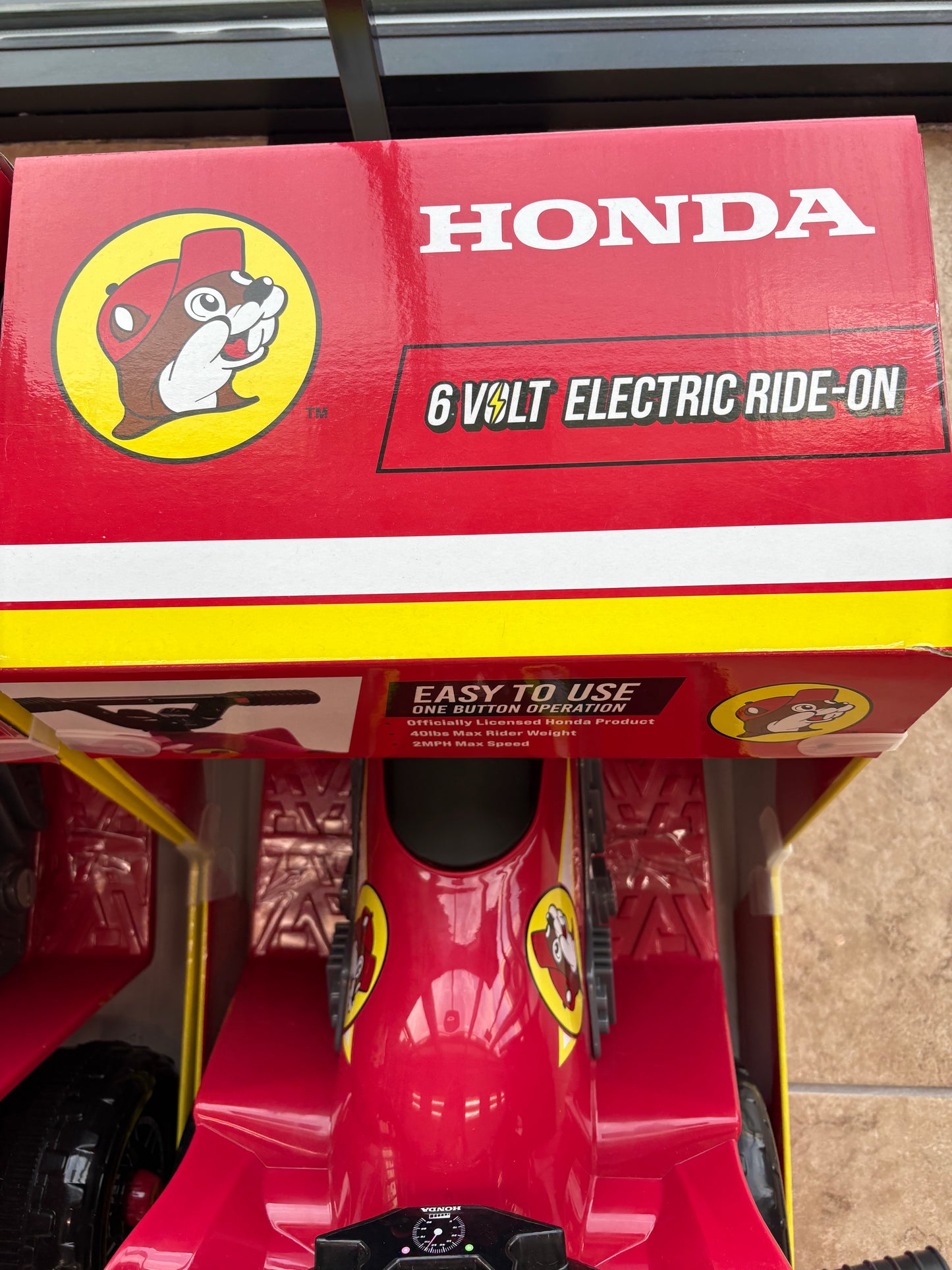 Buc-ee’s Red Honda TRX ATV For Small Child 2Miles per Hour