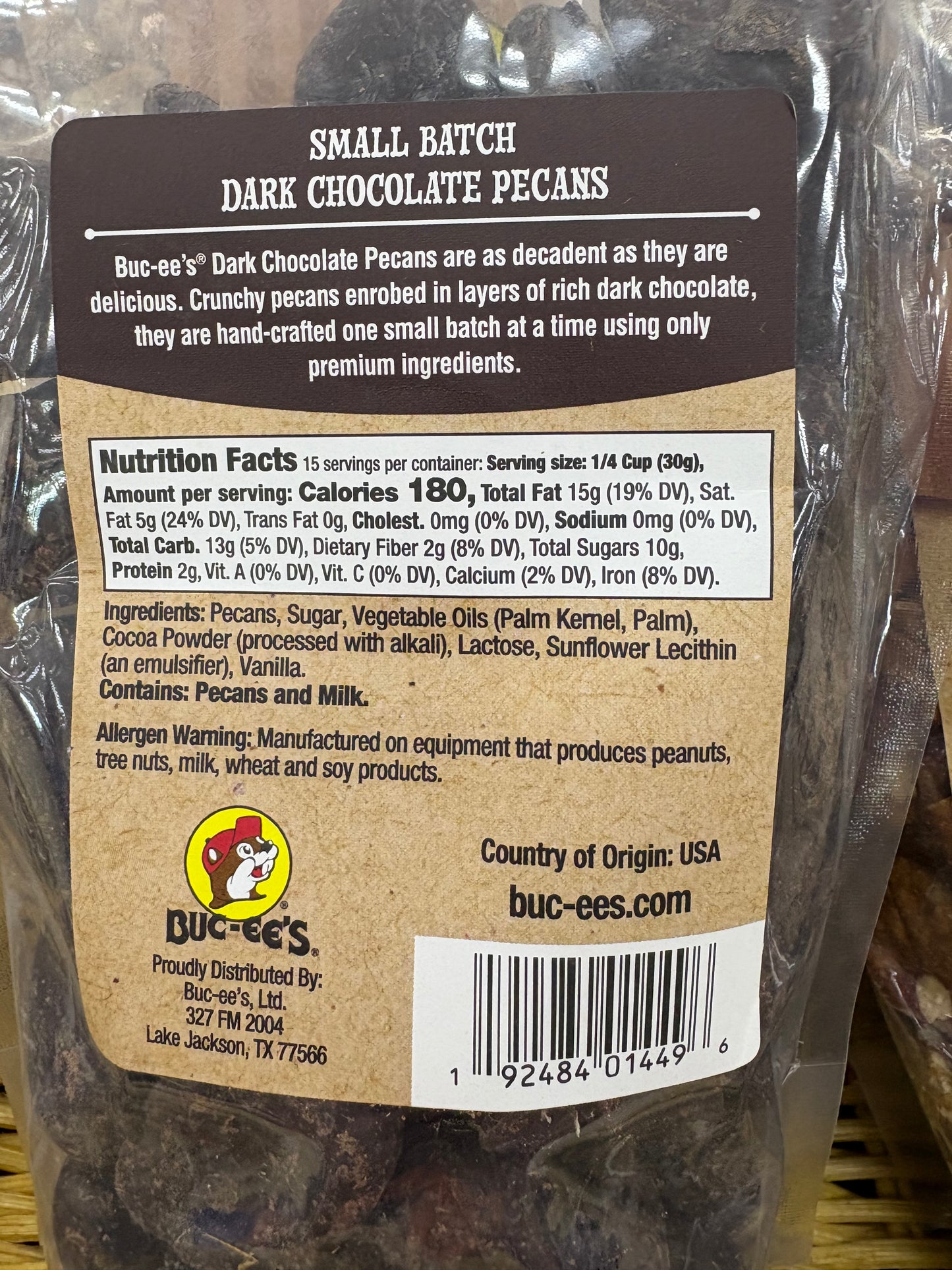 Buc-ee’s Small Batch Dark Chocolate Pecans