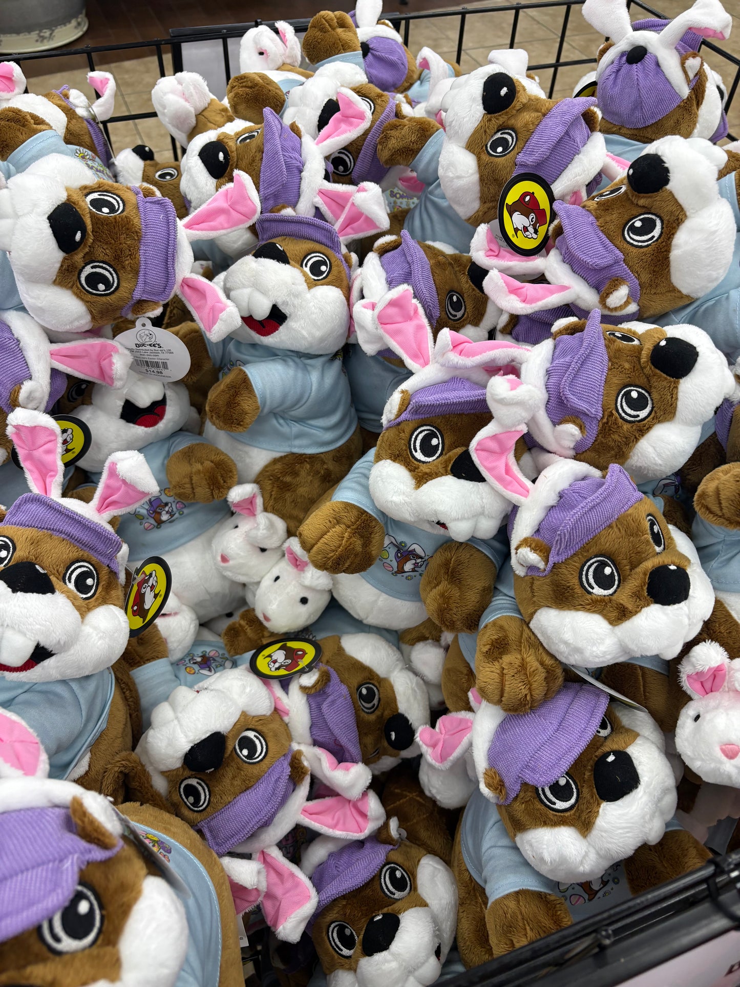 Buc-ee’s 2026 Limited Edition Easter Plush Buc-ee Beaver in T-Shirt, Visor, Bunny Ears, Slippers