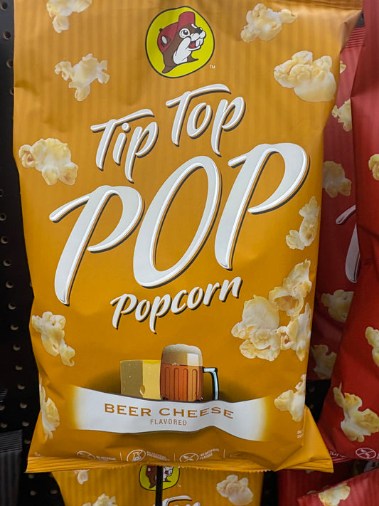 Bucees Tip Top Pop Popcorn Beer Cheese Flavor 5 ounce bag