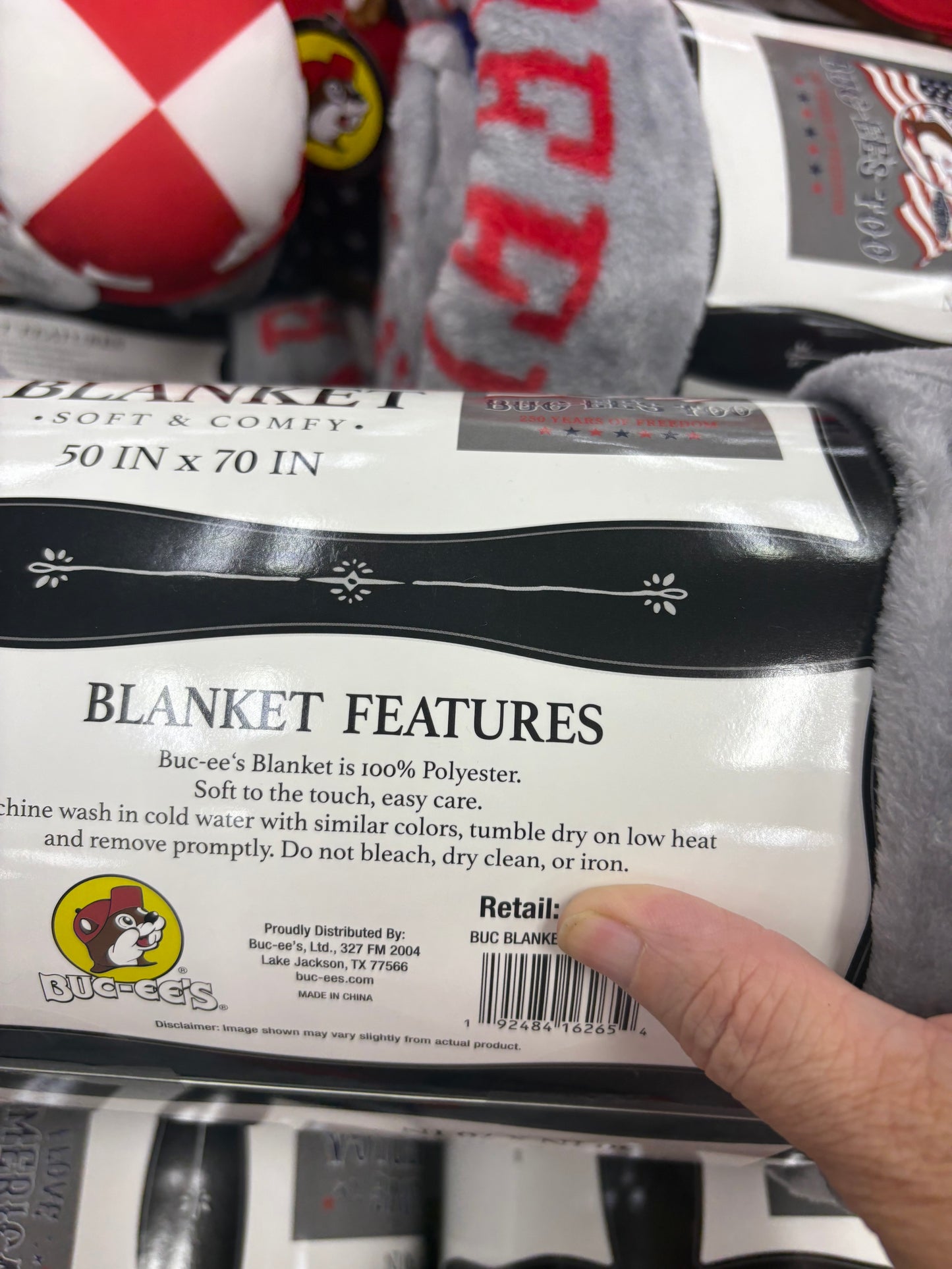 Buc-ee’s Gray Patriotic Plush Blanket Limited Edition