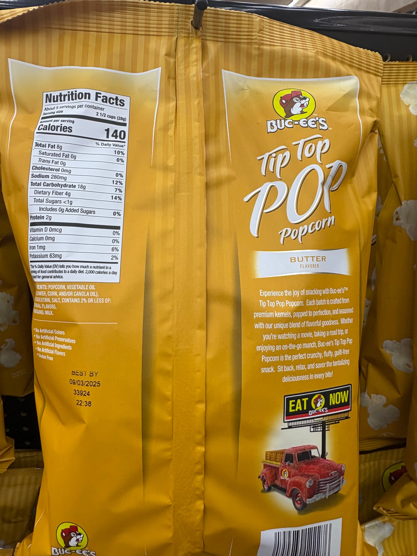 Bucees Tip Top Pop Popcorn Butter Flavor 5 Ounce Bag