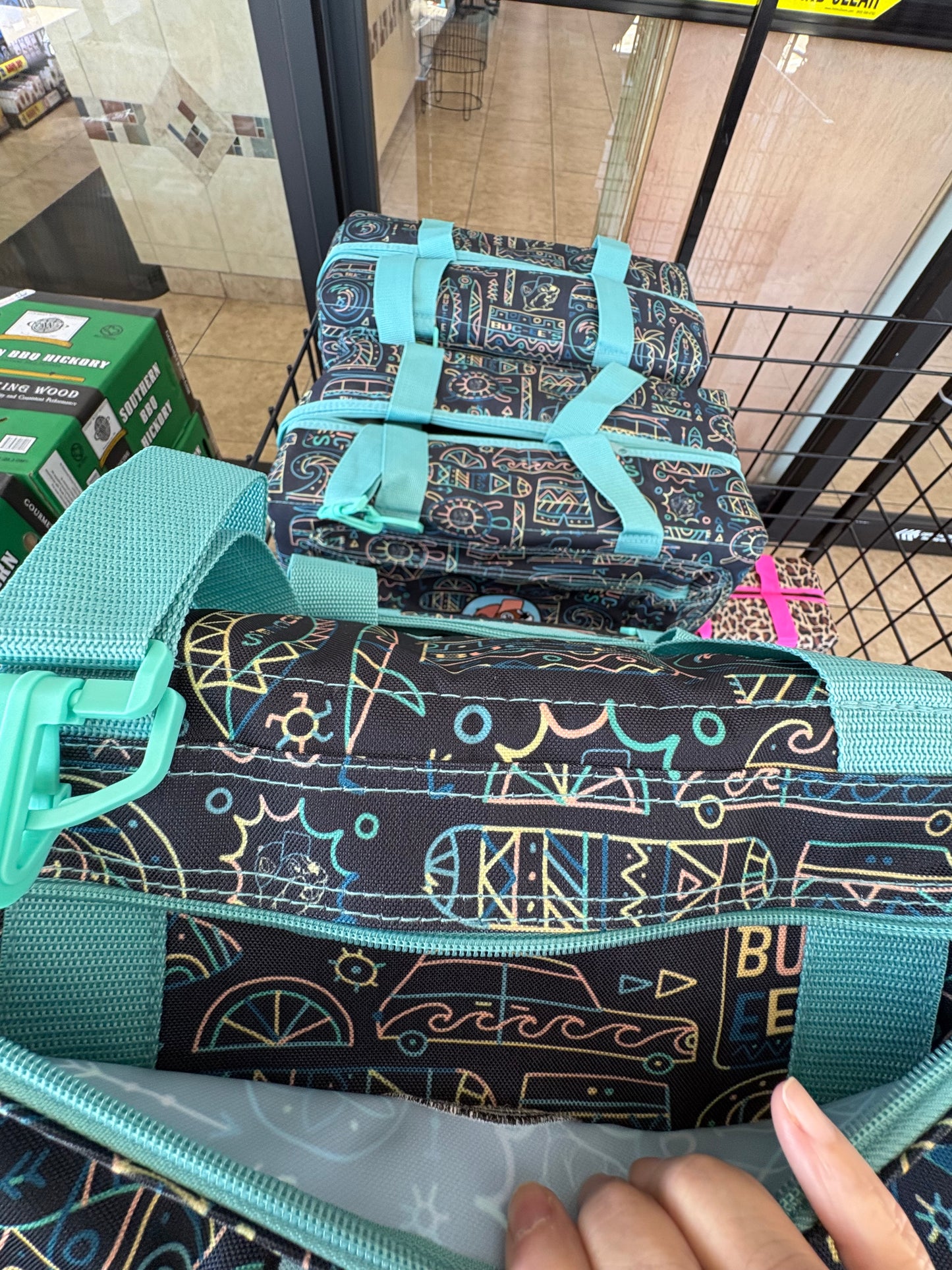 Buc-ee’s 24 Can Black and Teal Water Fun Graffiti Graphic Insulated Cooler