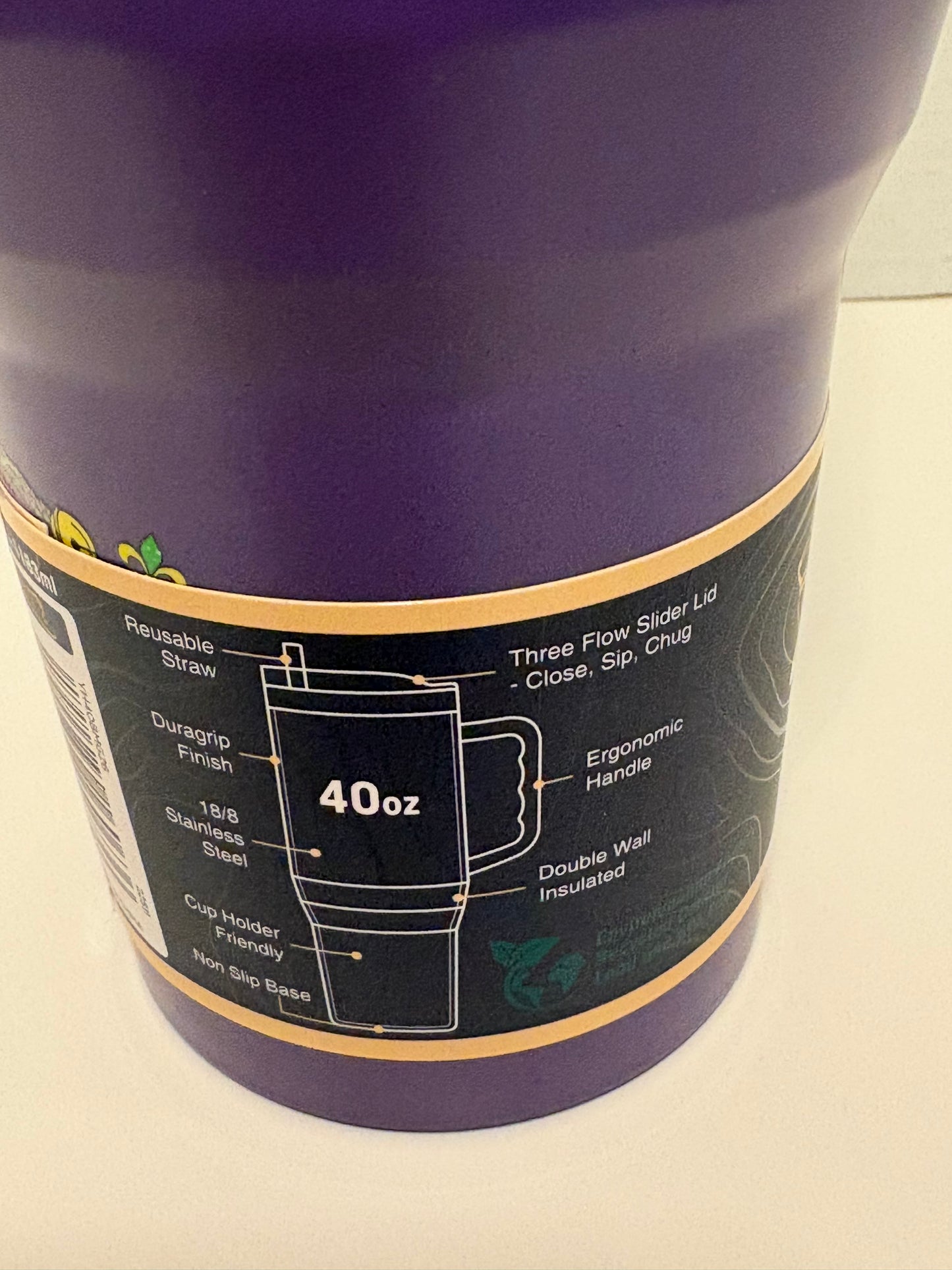 Buc-ee’s 2026 “Let the Good Times Roll” Purple Mardi Gras 40 oz Stainless Steel Tumbler with Lid, Straw and Handle