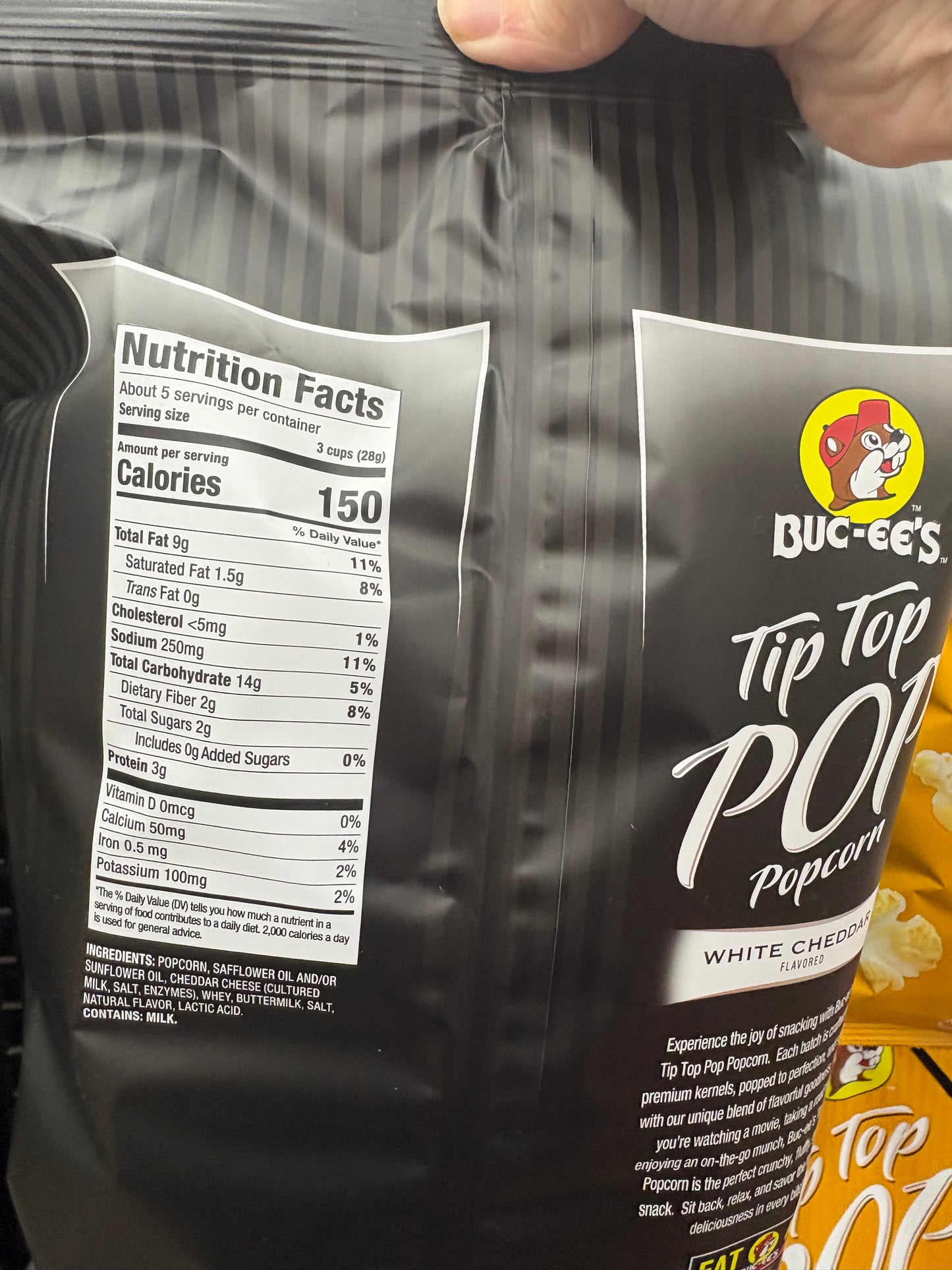 Bucees Tip Top Pop Popcorn White Cheddar 5 Ounce Bag