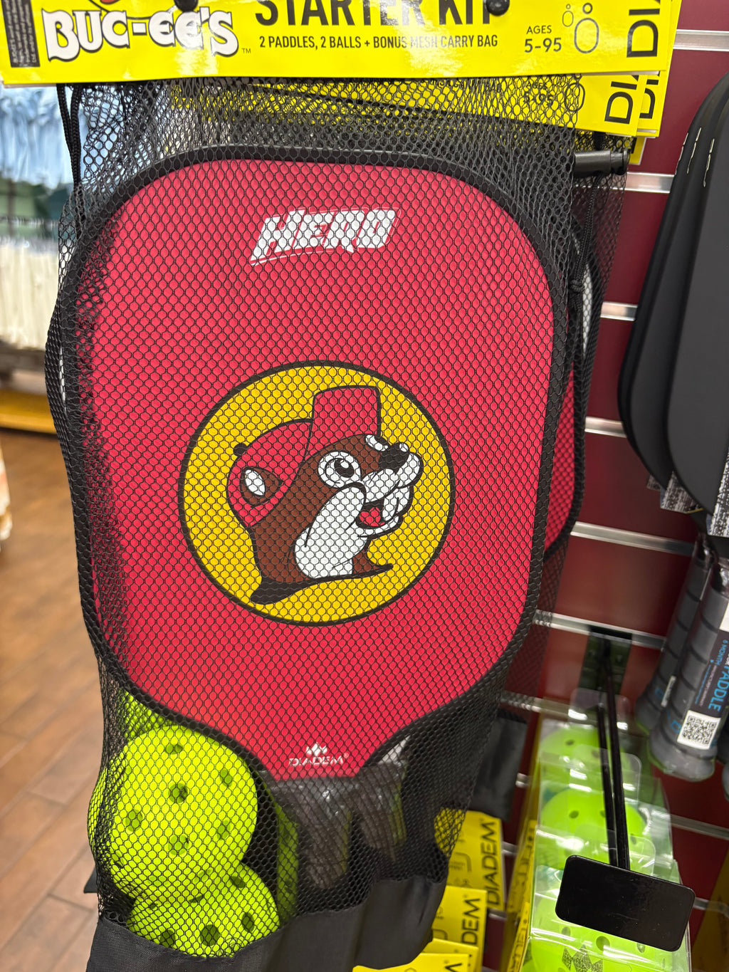 Buc-ees Hero Brand Pickle Ball Starter Kit with 2 Paddles and 2 Pickle Balls