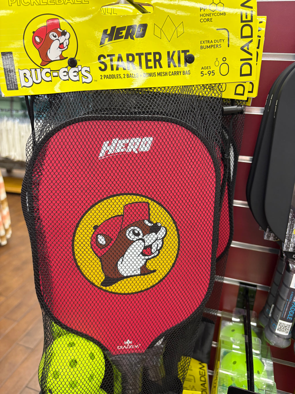 Buc-ees Hero Brand Pickle Ball Starter Kit with 2 Paddles and 2 Pickle Balls