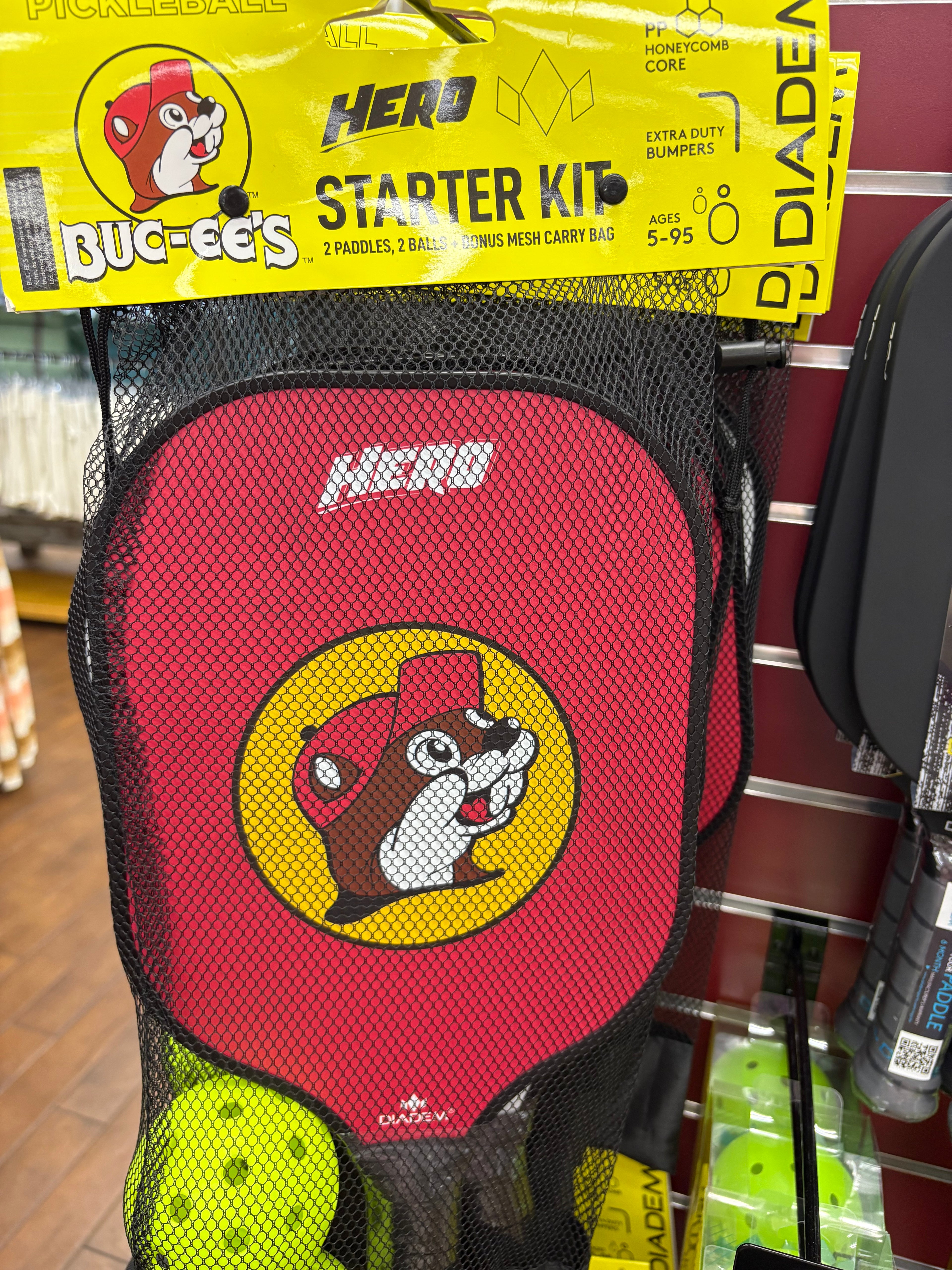 Buc-ees Hero Brand Pickle Ball Starter Kit with 2 Paddles and 2 Pickle Balls