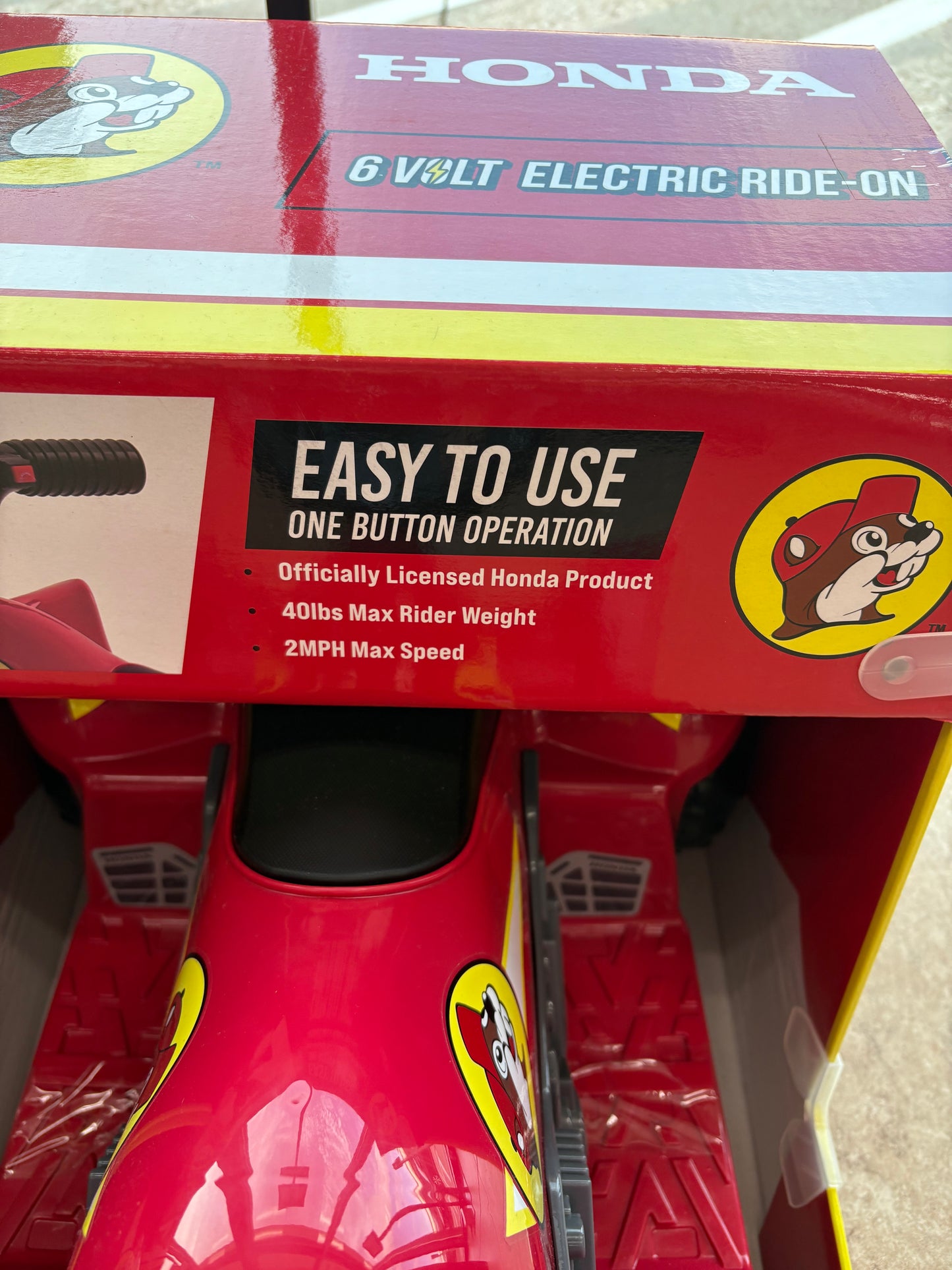 Buc-ee’s Red Honda TRX ATV For Small Child 2Miles per Hour