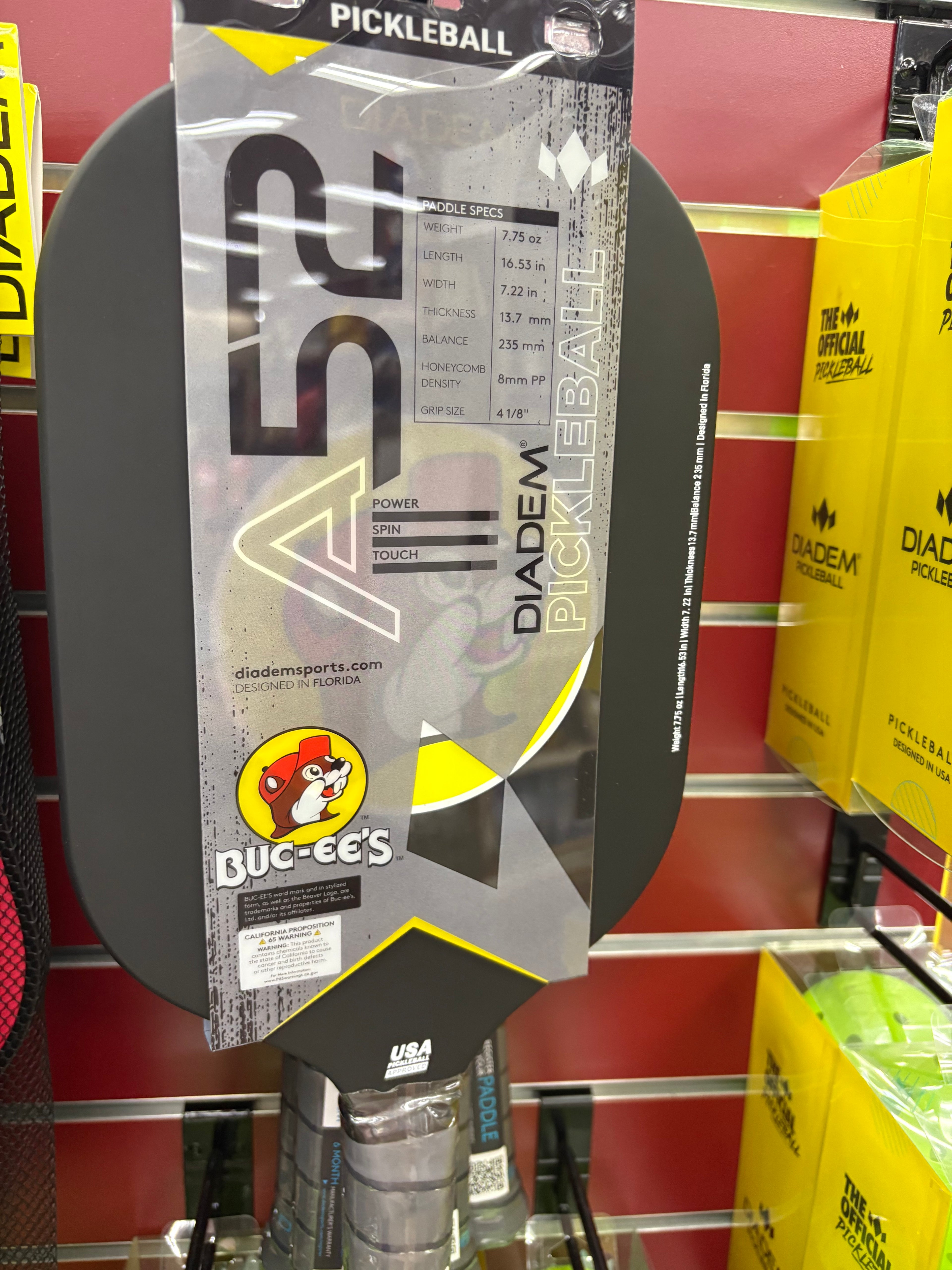 Buc-ees Diaden A52 Black Pickle Ball Paddle with Beaver Logo