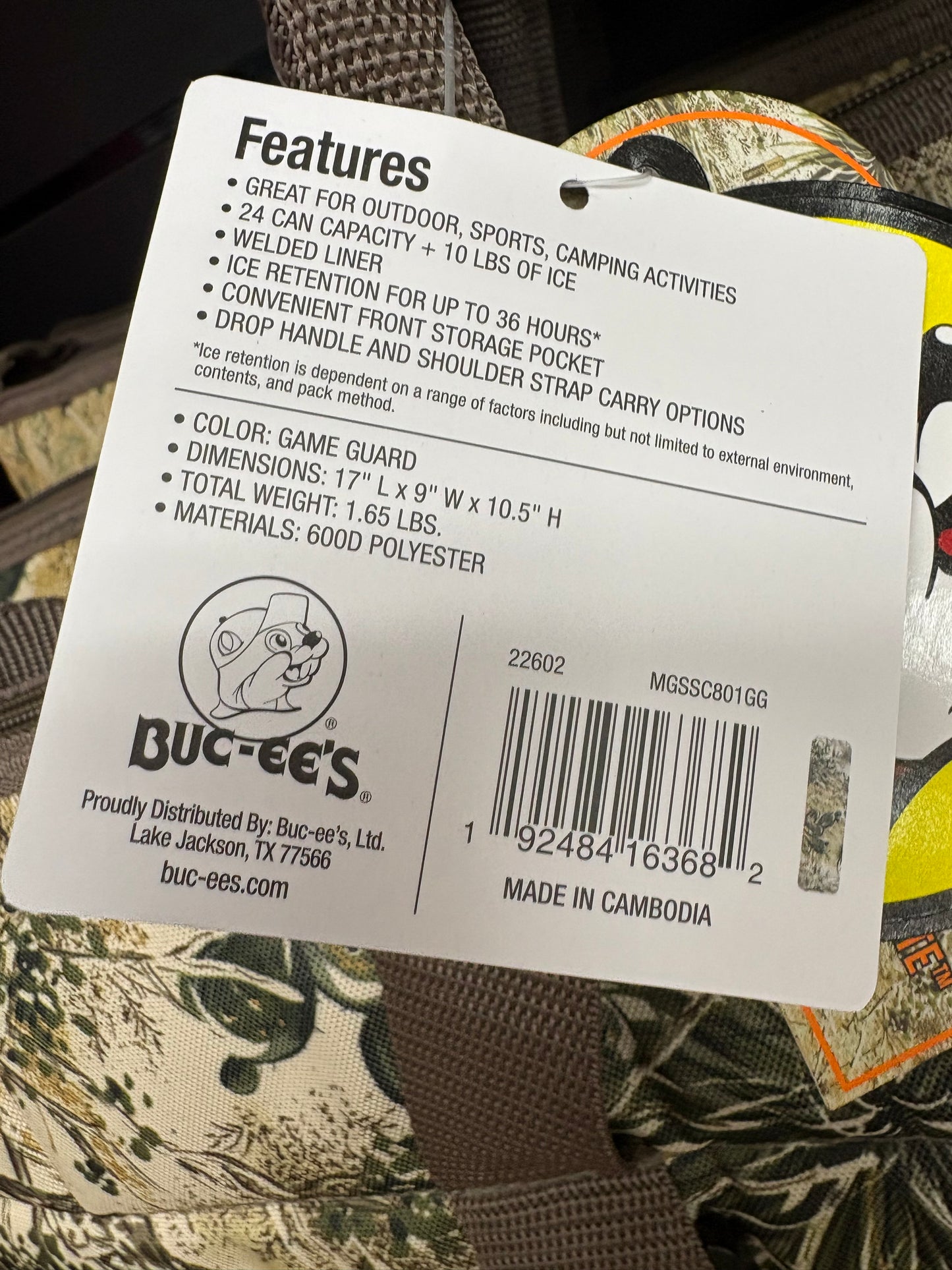 Bucees Camo Game Guard 24pk Cooler with 2 Carry Straps and Handles