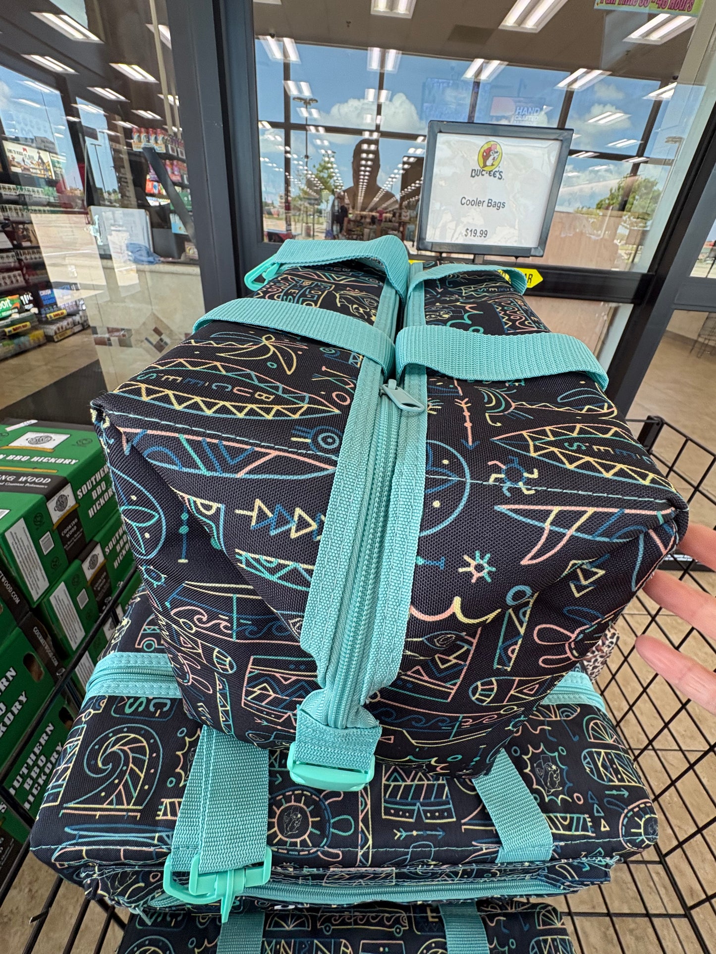 Buc-ee’s 24 Can Black and Teal Water Fun Graffiti Graphic Insulated Cooler