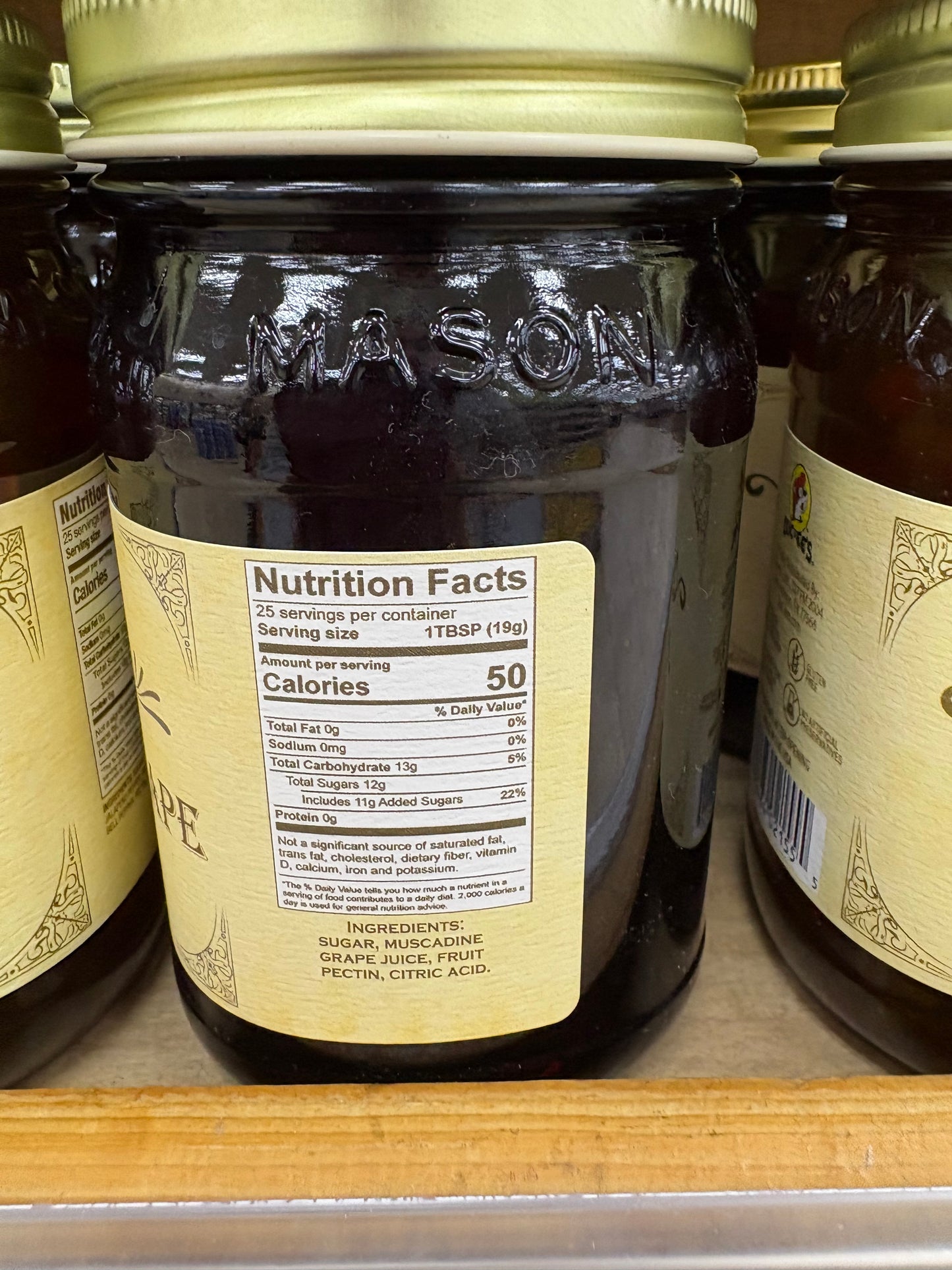 Buc-ee’s Muscadine Grape Jelly 17.5oz Glass Jar