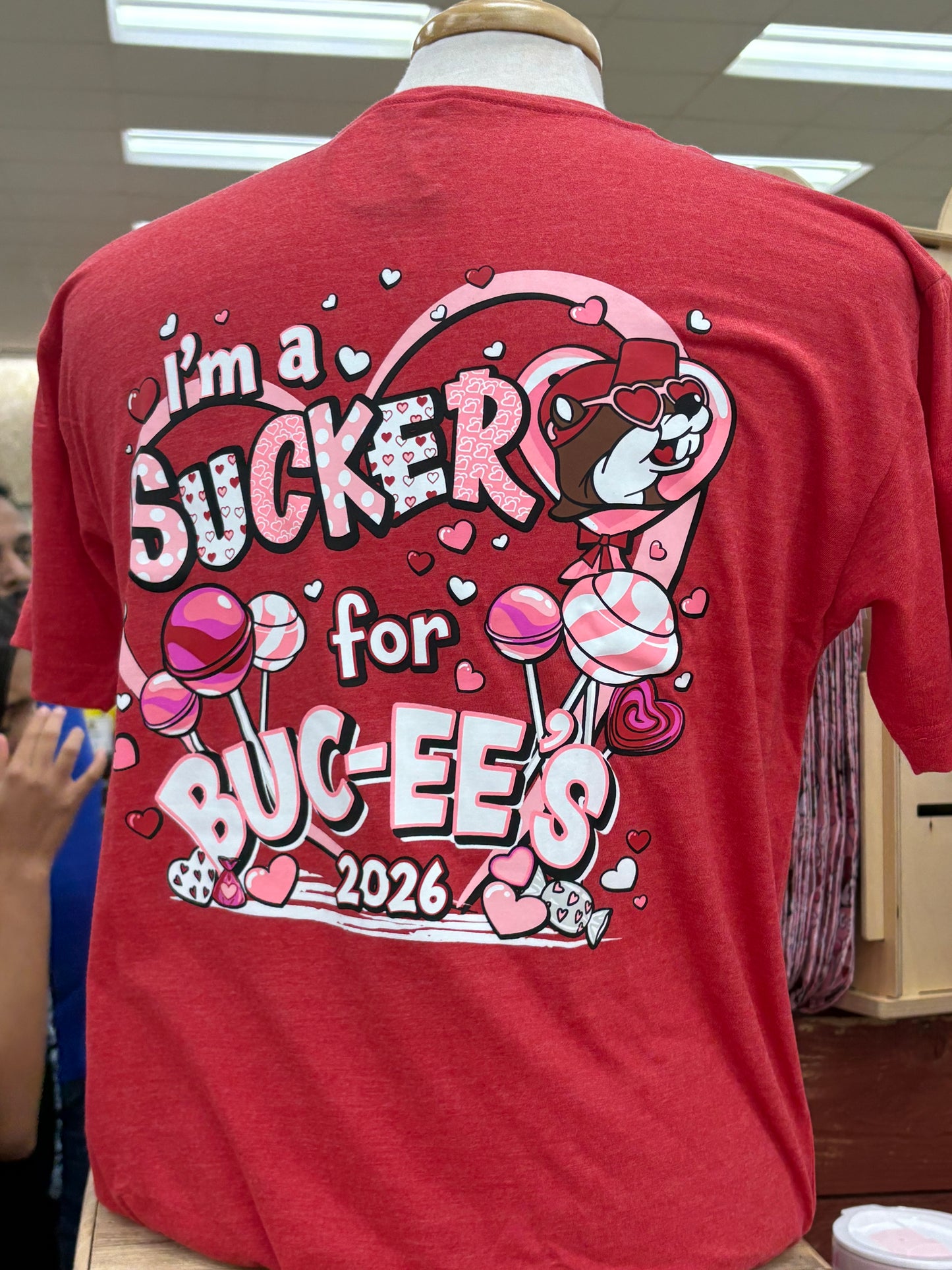 Buc-ee’s 2026 Valentine “I’m a Sucker for Buc-ee’s Red T-Shirt/Onesie 3mo-Adult 3X