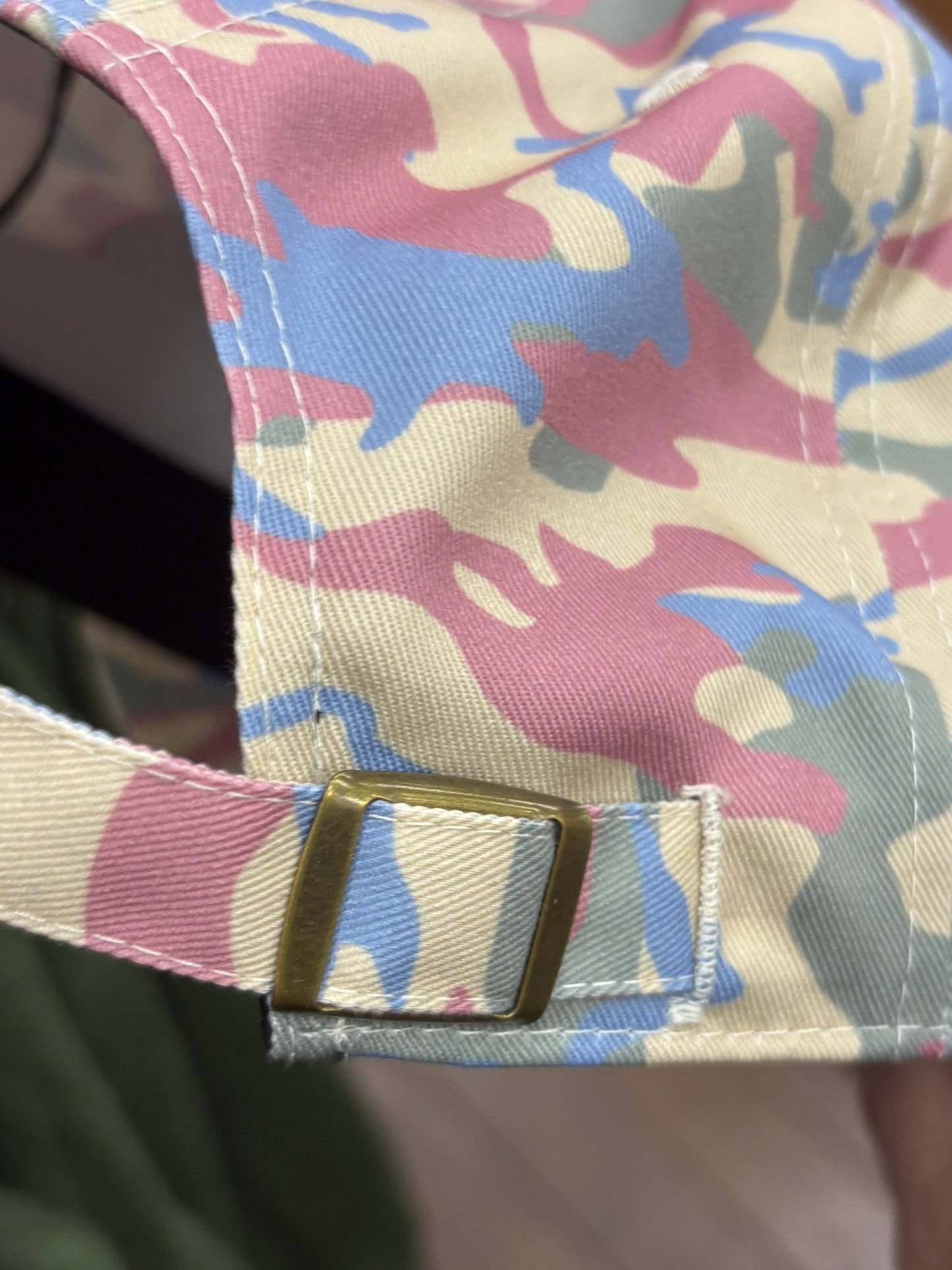 Buc-ee’s Adult Pink and Blue Camouflage Hat with Beaver Emblem