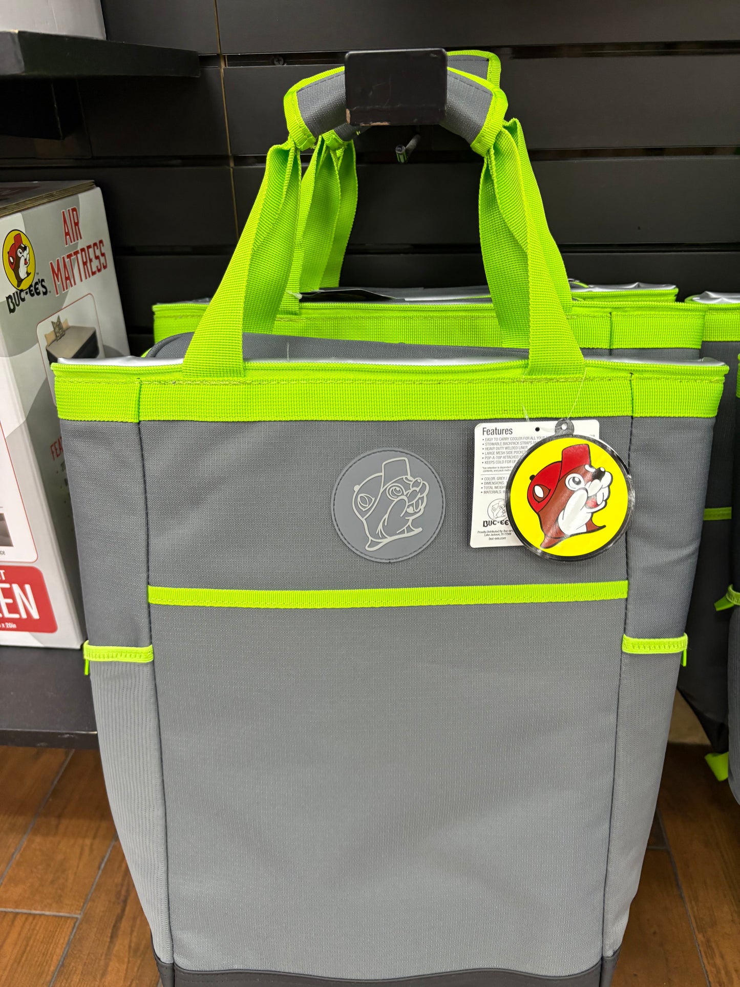 Buc-ee’s Gray and Green Dockside Backpack Cooler