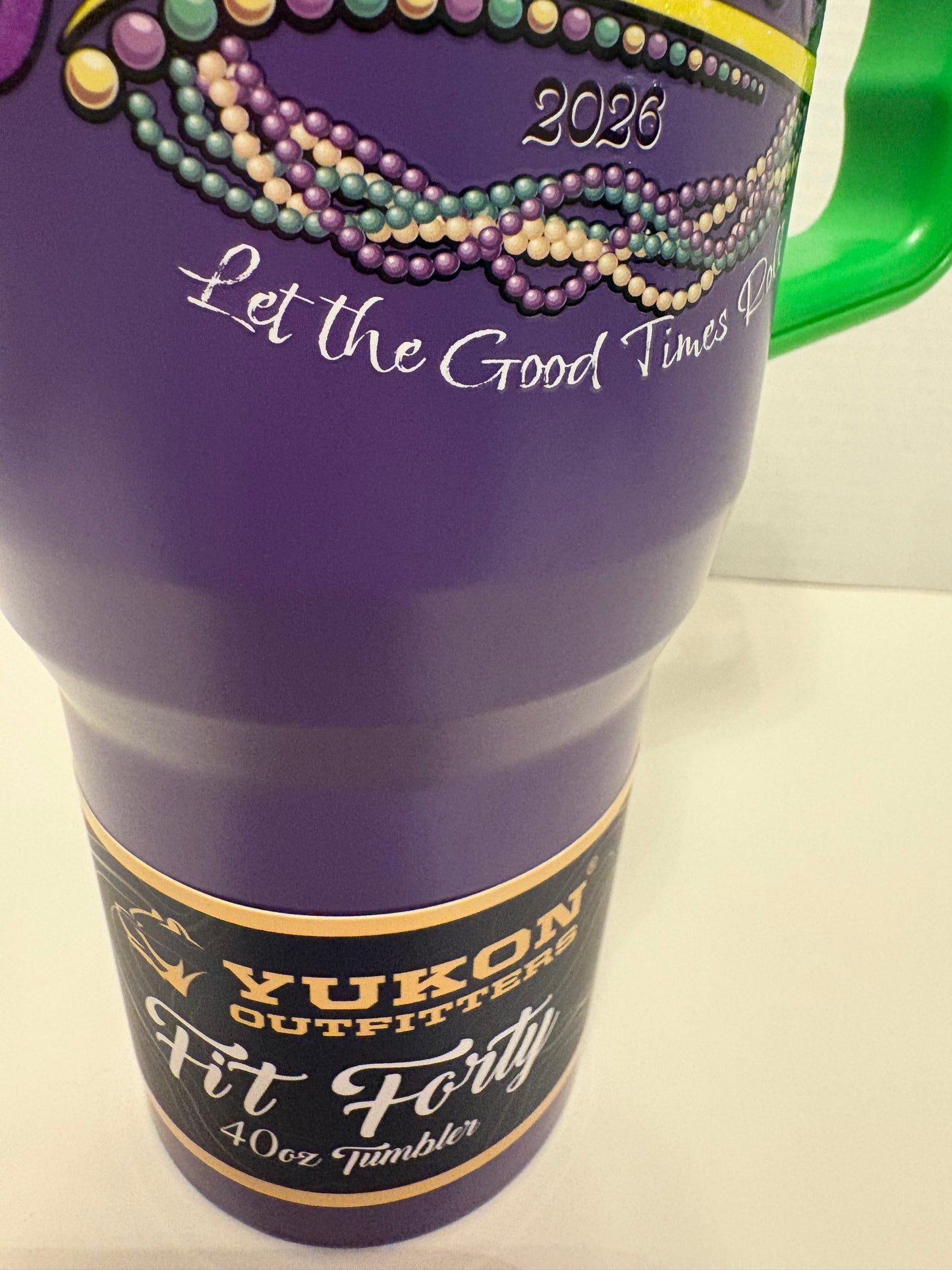 Buc-ee’s 2026 “Let the Good Times Roll” Purple Mardi Gras 40 oz Stainless Steel Tumbler with Lid, Straw and Handle
