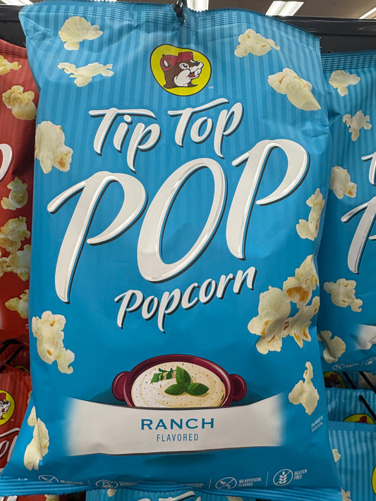 Bucees Tip Top Pop Popcorn Ranch Flavor 5 Oz Bag