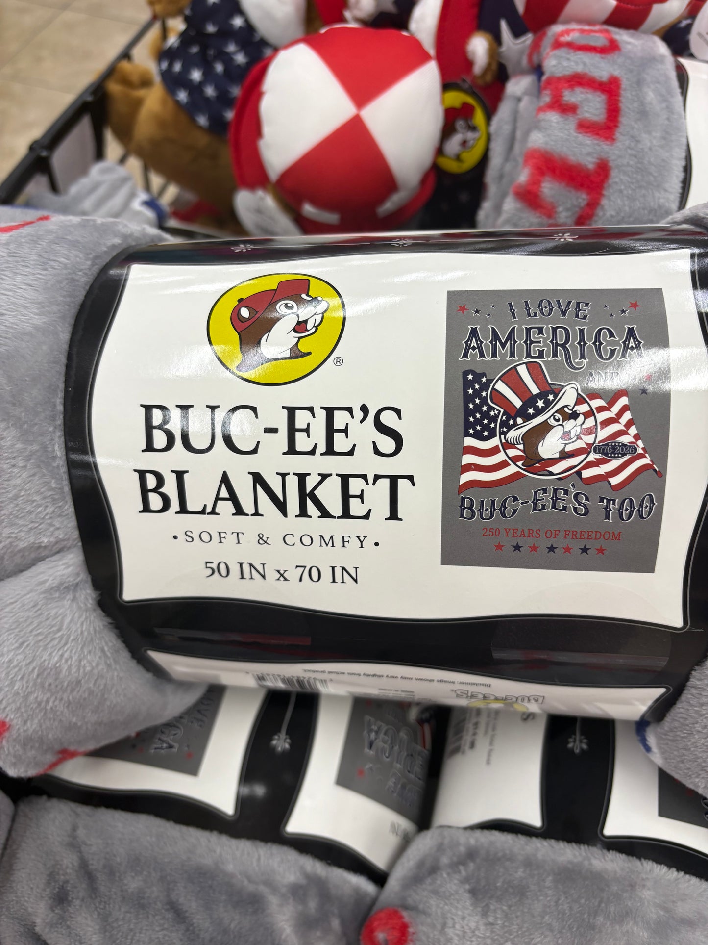 Buc-ee’s Gray Patriotic Plush Blanket Limited Edition