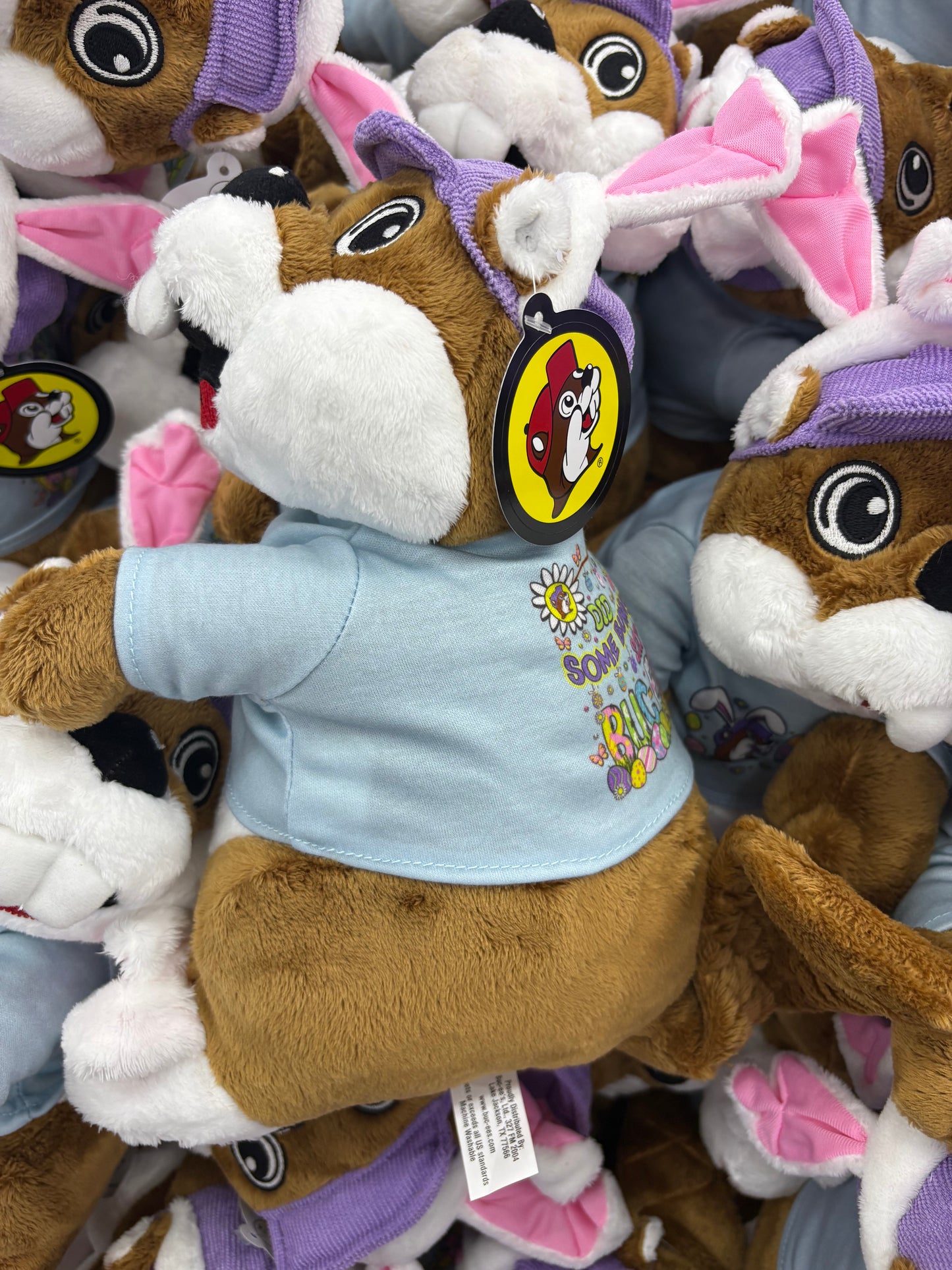 Buc-ee’s 2026 Limited Edition Easter Plush Buc-ee Beaver in T-Shirt, Visor, Bunny Ears, Slippers