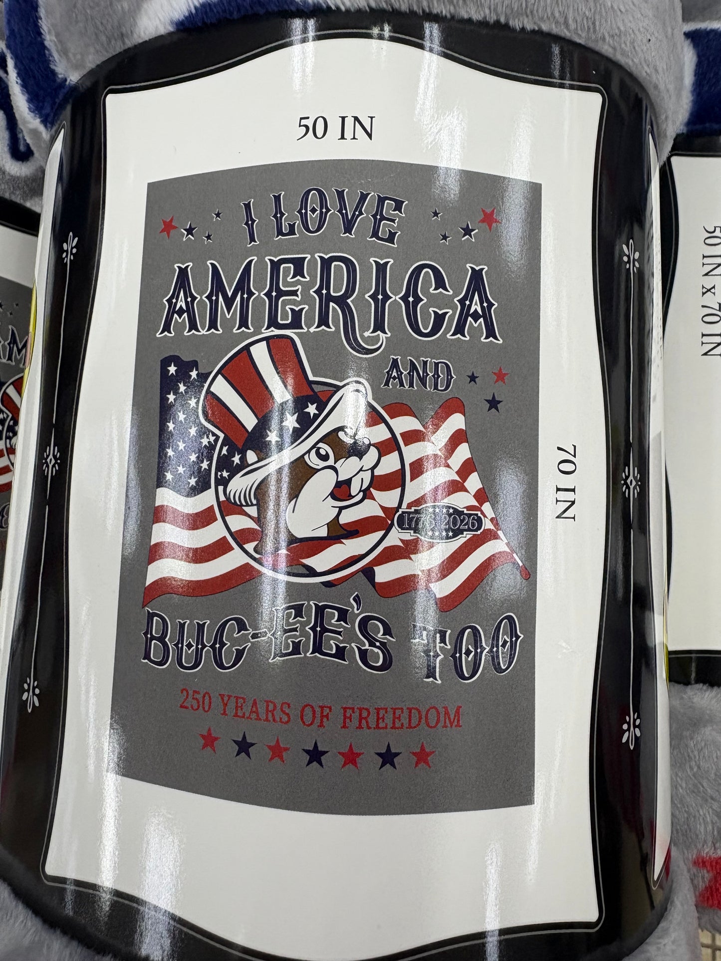 Buc-ee’s Gray Patriotic Plush Blanket Limited Edition