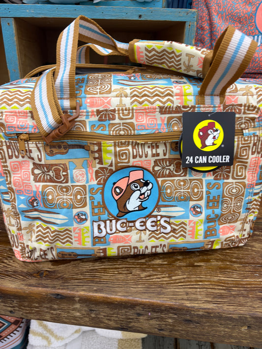 Buc-ees Beachy Icons 24 Can Cooler With Beaver Icon