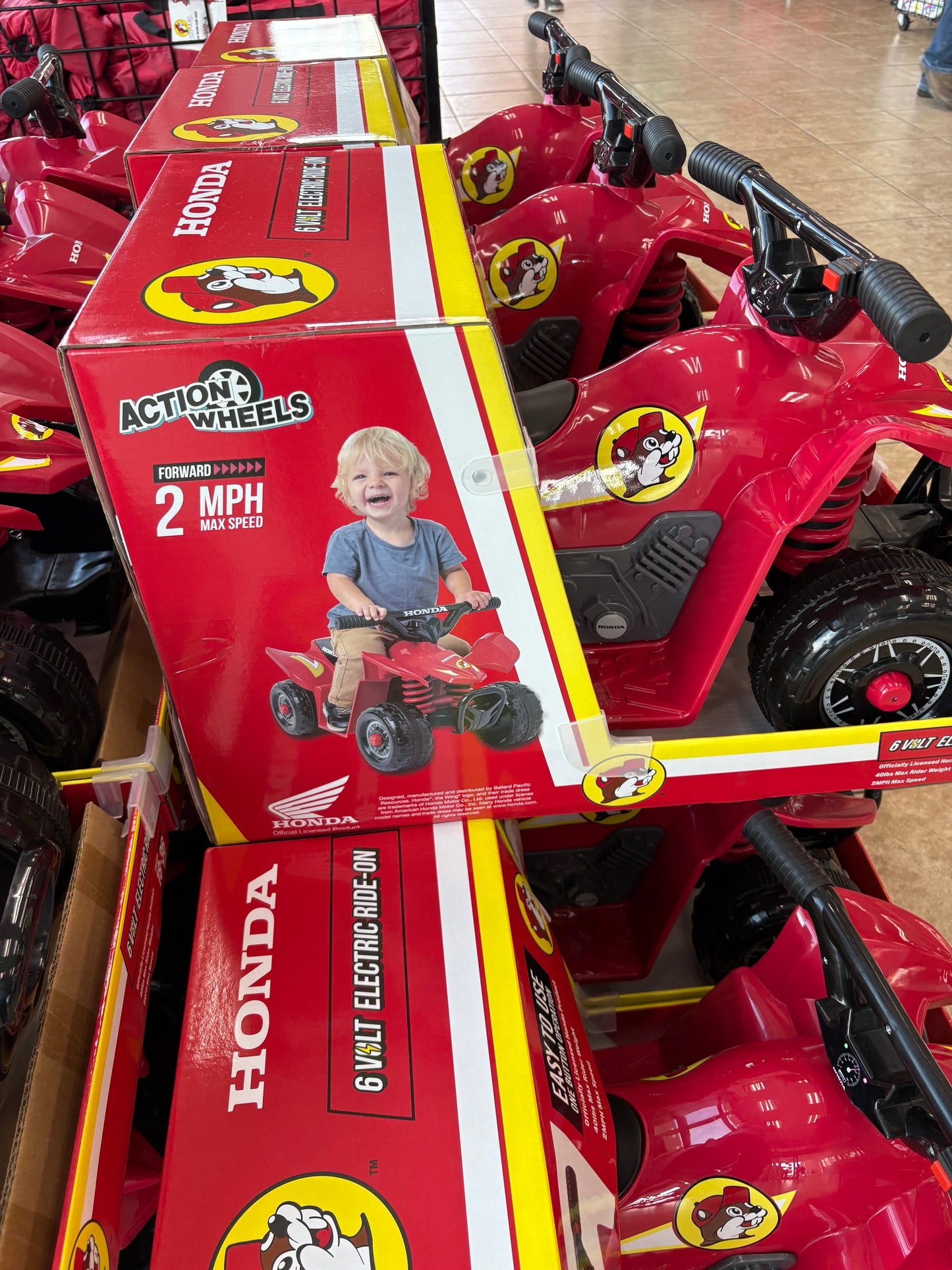 Buc-ee’s Red Honda TRX ATV For Small Child 2Miles per Hour