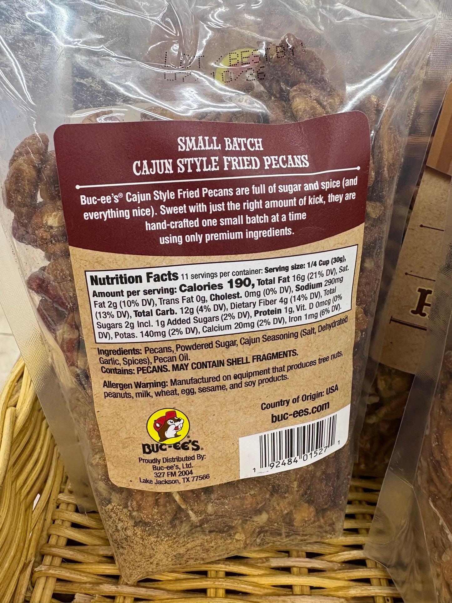 Buc-ee’s Small Batch Cajun Style Fried Pecans 16 oz Bag