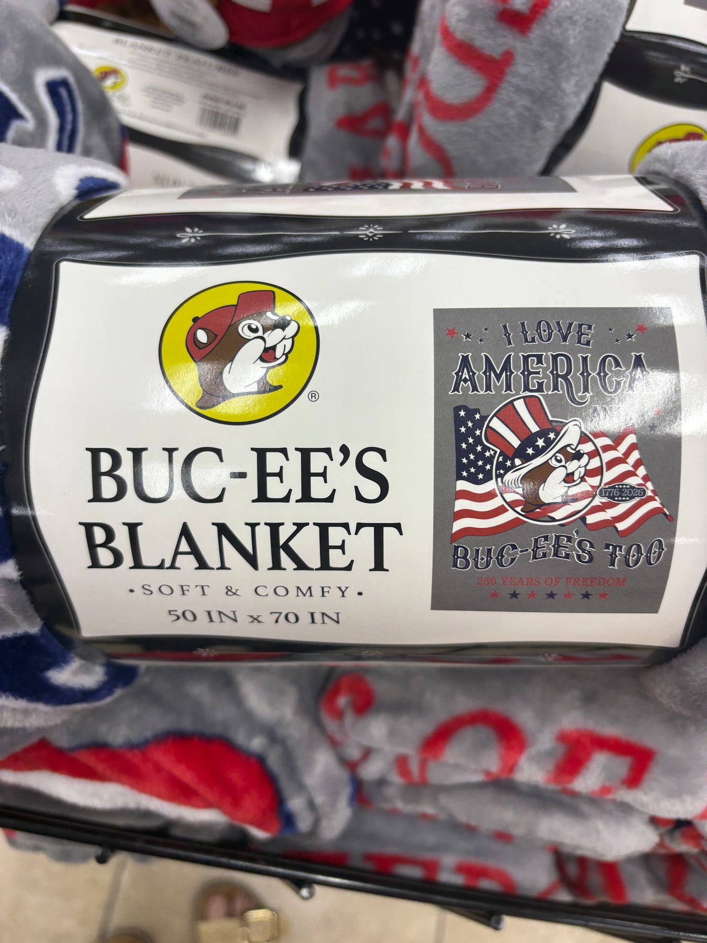 Buc-ee’s Gray Patriotic Plush Blanket Limited Edition