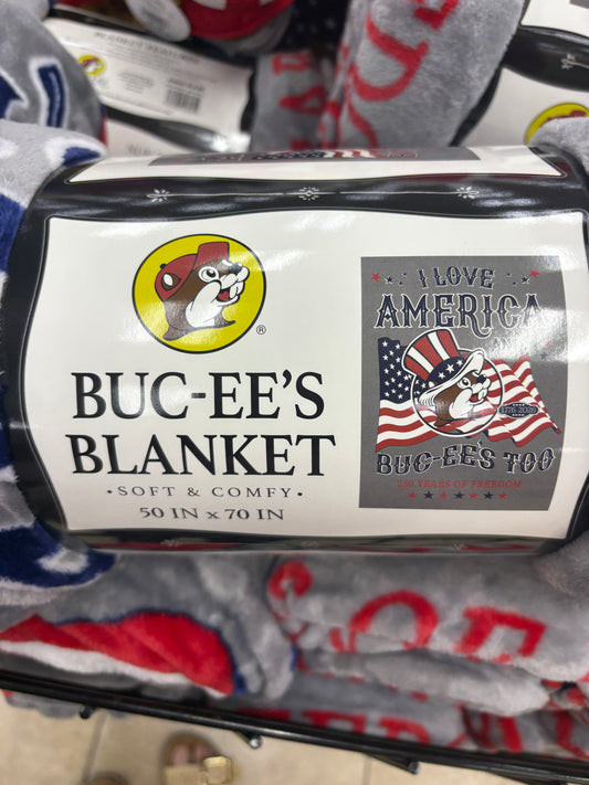 Buc-ee’s Gray Patriotic Plush Blanket Limited Edition