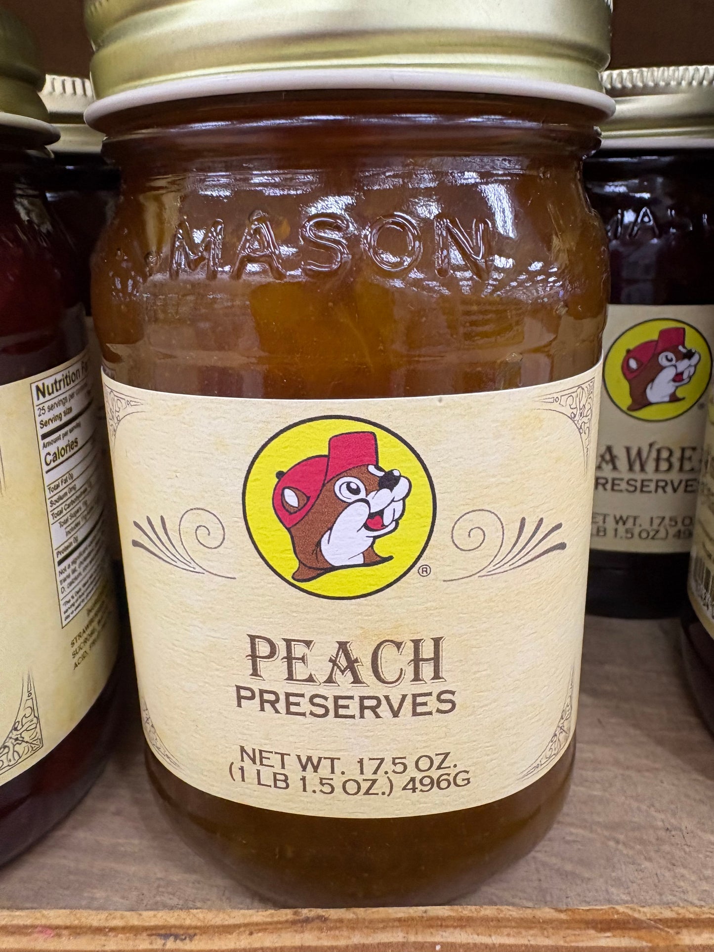 Buc-ees Peach Preserves 17.5oz Glass Jar