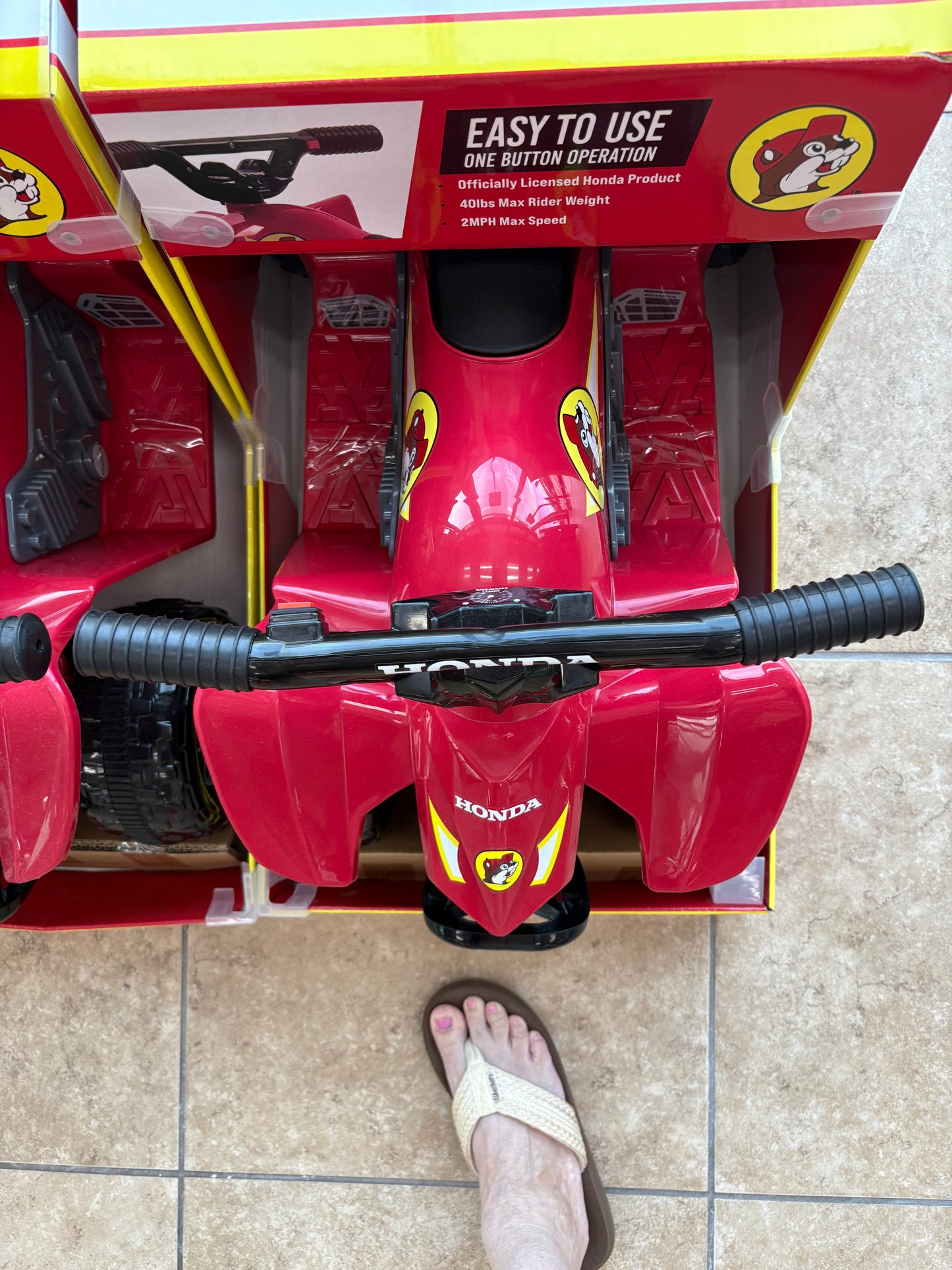 Buc-ee’s Red Honda TRX ATV For Small Child 2Miles per Hour