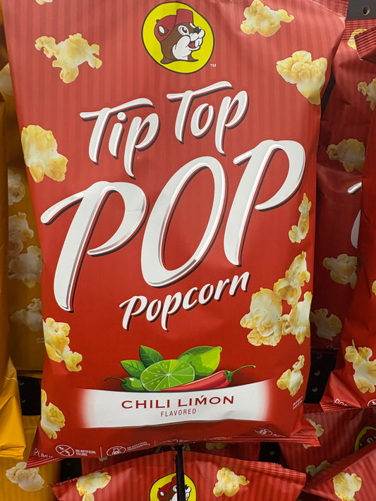 Bucees Tip Top Pop Popcorn Chili Limon Flavor 5 ounce bag