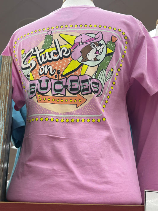 Buc-ee’s Pink Cotton Adult “Stuck on Buc-ee’s” T-Shirt