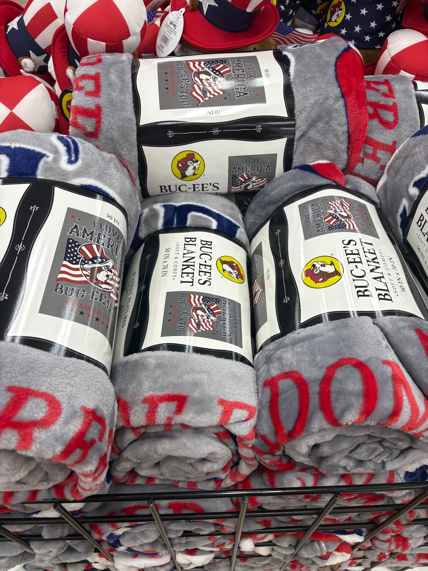 Buc-ee’s Gray Patriotic Plush Blanket Limited Edition