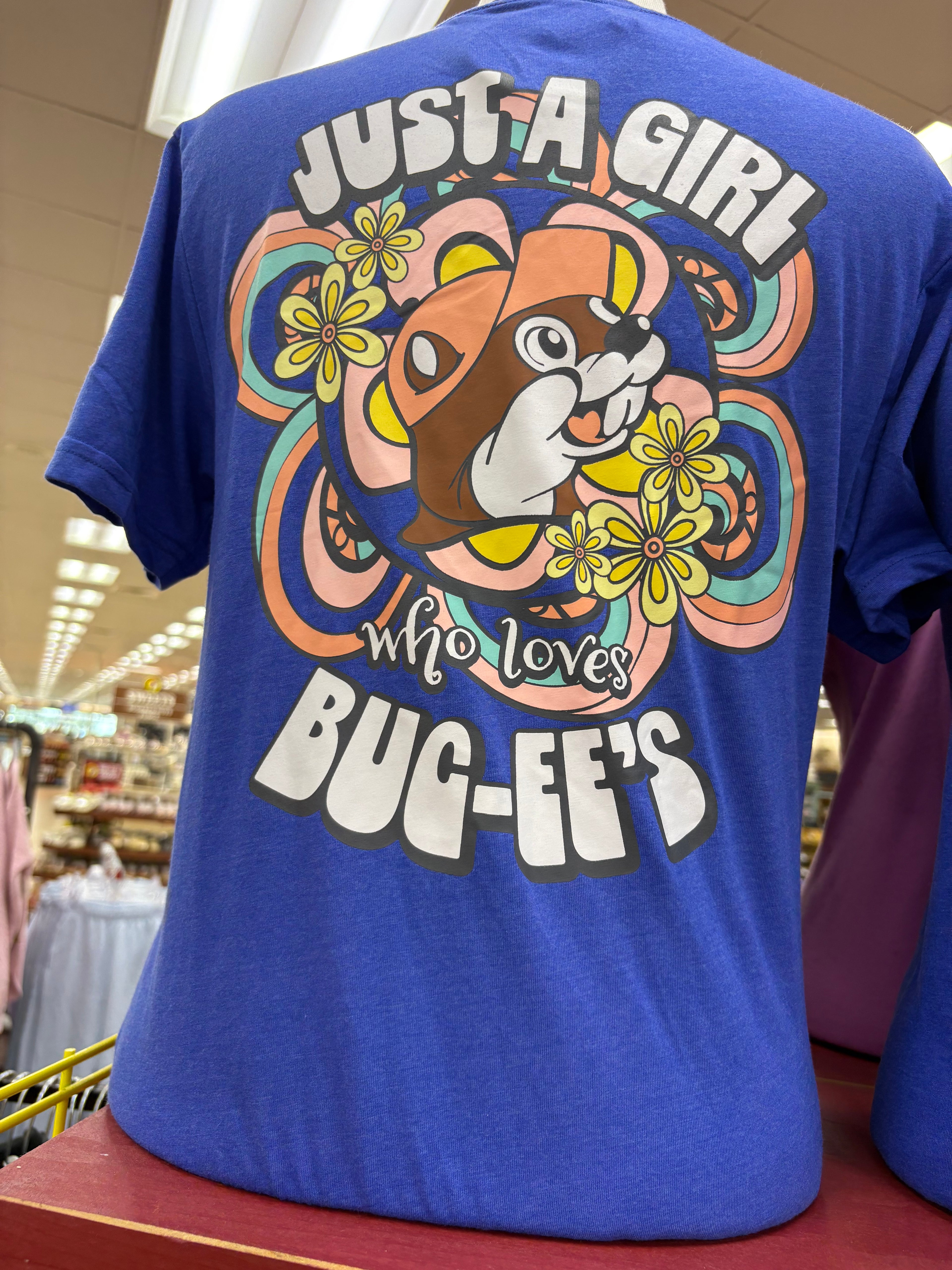 Buc-ees Adult Blue “Just AGirl Who Loves Buc-ees” T-Shirt. Size Small-XXXLarge