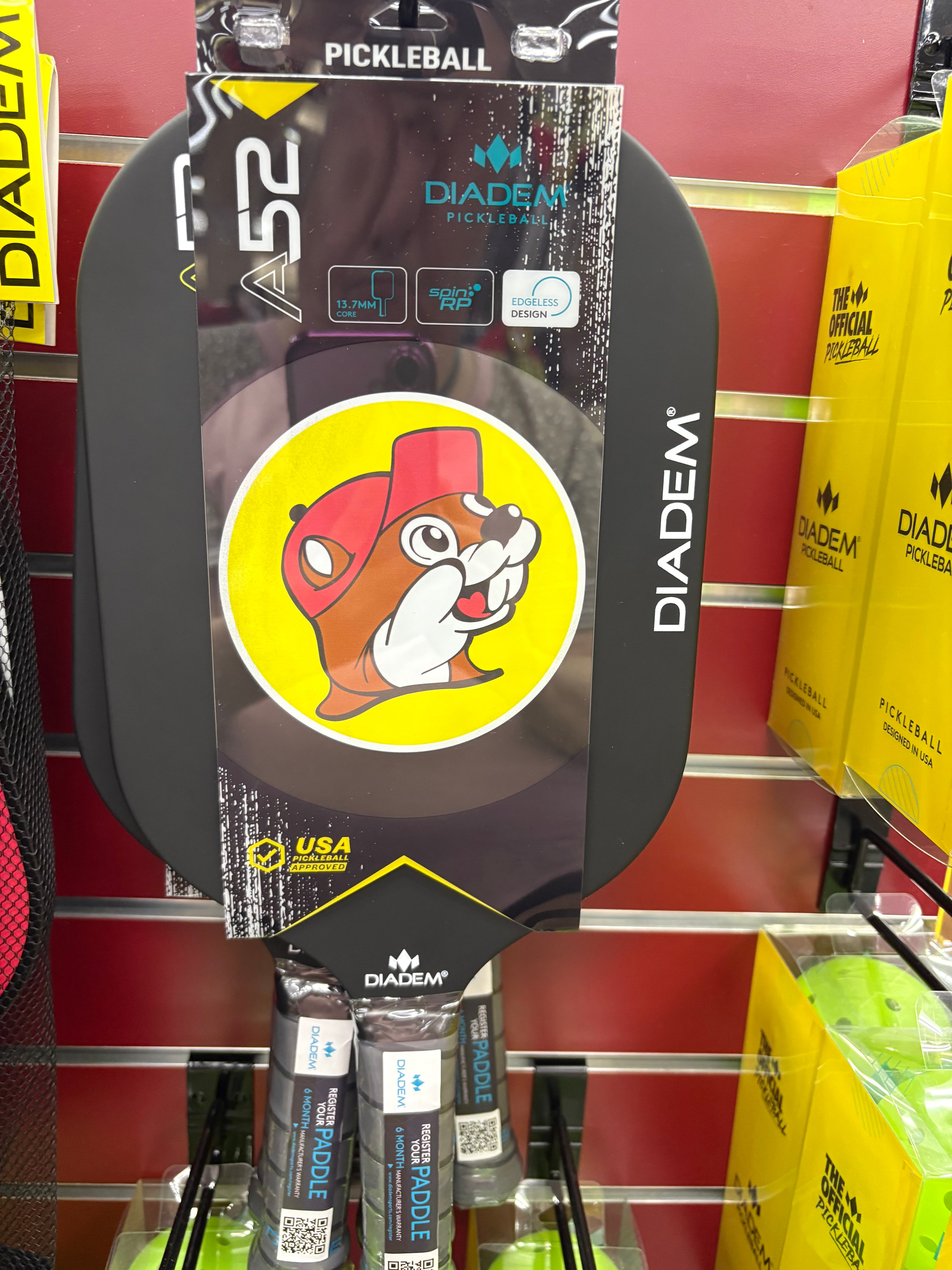 Buc-ees Diaden A52 Black Pickle Ball Paddle with Beaver Logo