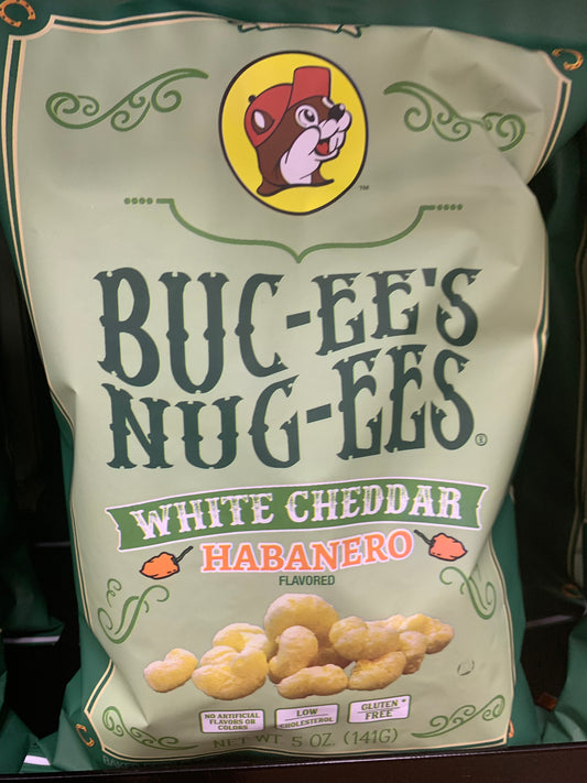 Buc-ees Nug-ees Flavored Corn Snacks in White Cheddar 5 oz Bag